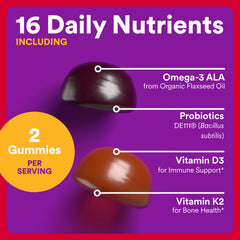 SmartyPants gummies closeup mixed berry flavor kids love.