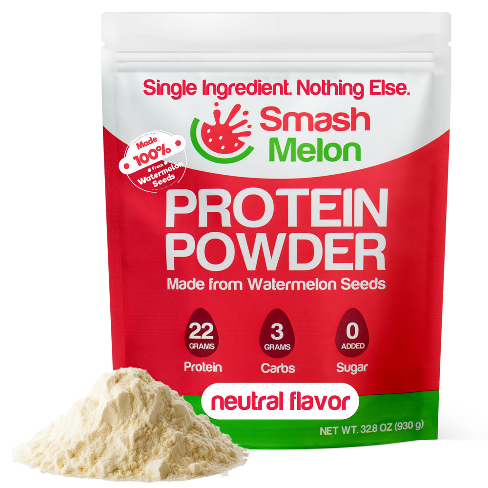 Smash Melon watermelon seed protein powder bottle showing clean ingredients