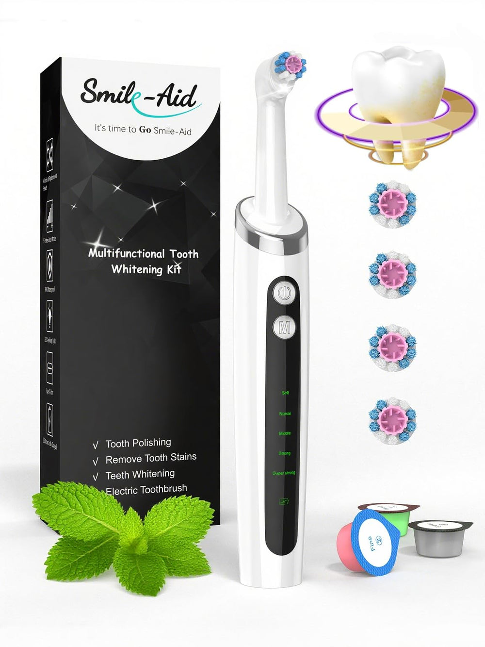 Smile-Aid tooth polisher main handle for at-home polishing and easy grip