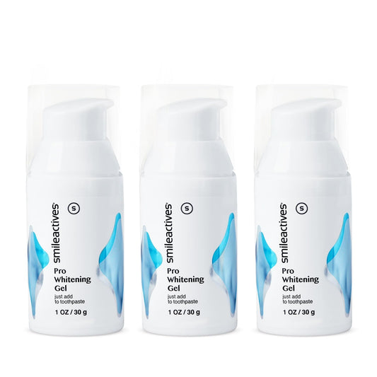 Smileactives pro whitening gel application during brushing for a brighter smile.