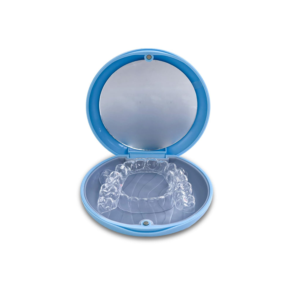 SmileHero compact night guard and case ready for travel.