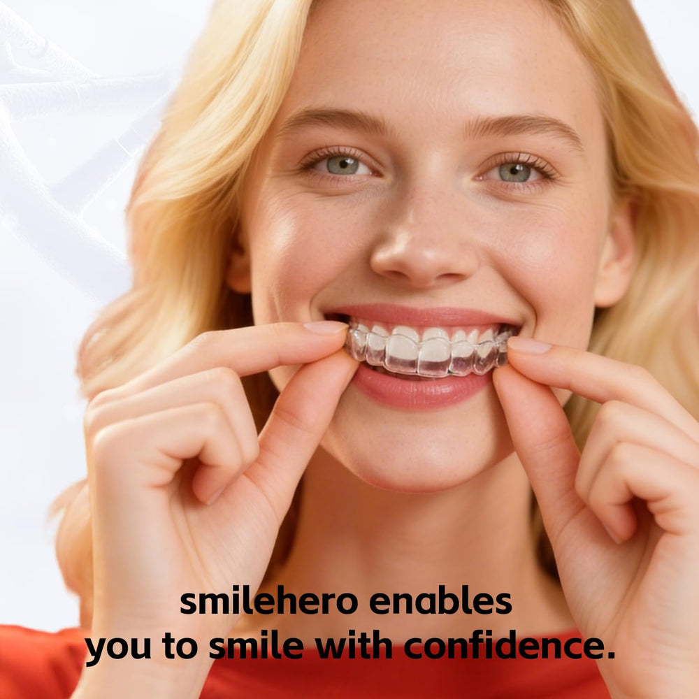SmileHero discreet design blends with teeth during use
