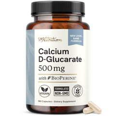 SMNutrition Calcium D-Glucarate 500mg bottle front highlighting liver detox focus.