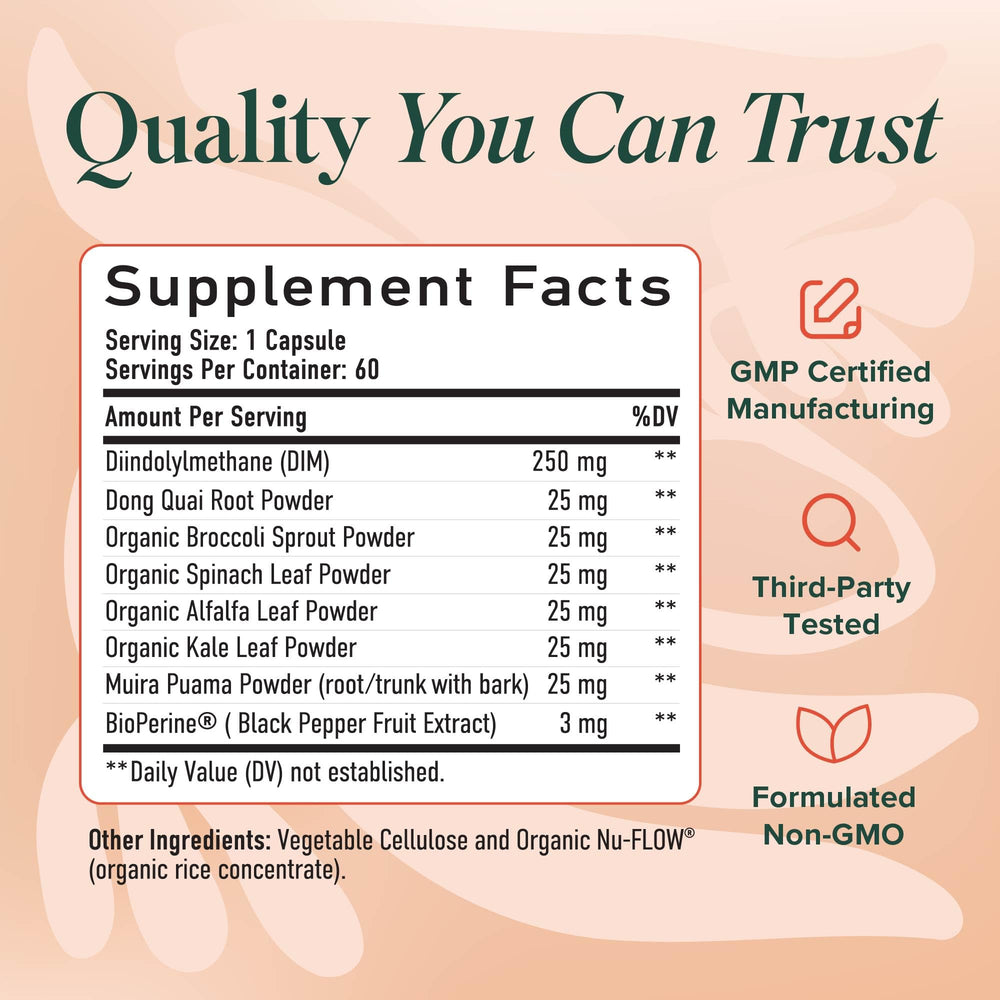 SMNutrition DIM gluten-free label indicating allergen-friendly formulation