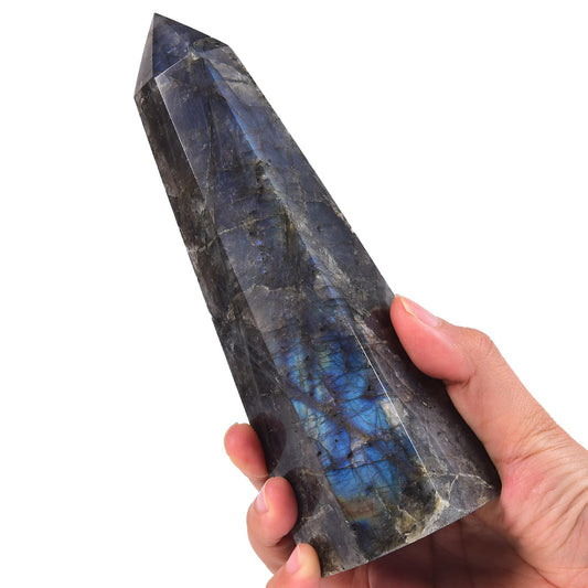 SMOHEAL Labradorite large crystal tower centerpiece for meditation and balance