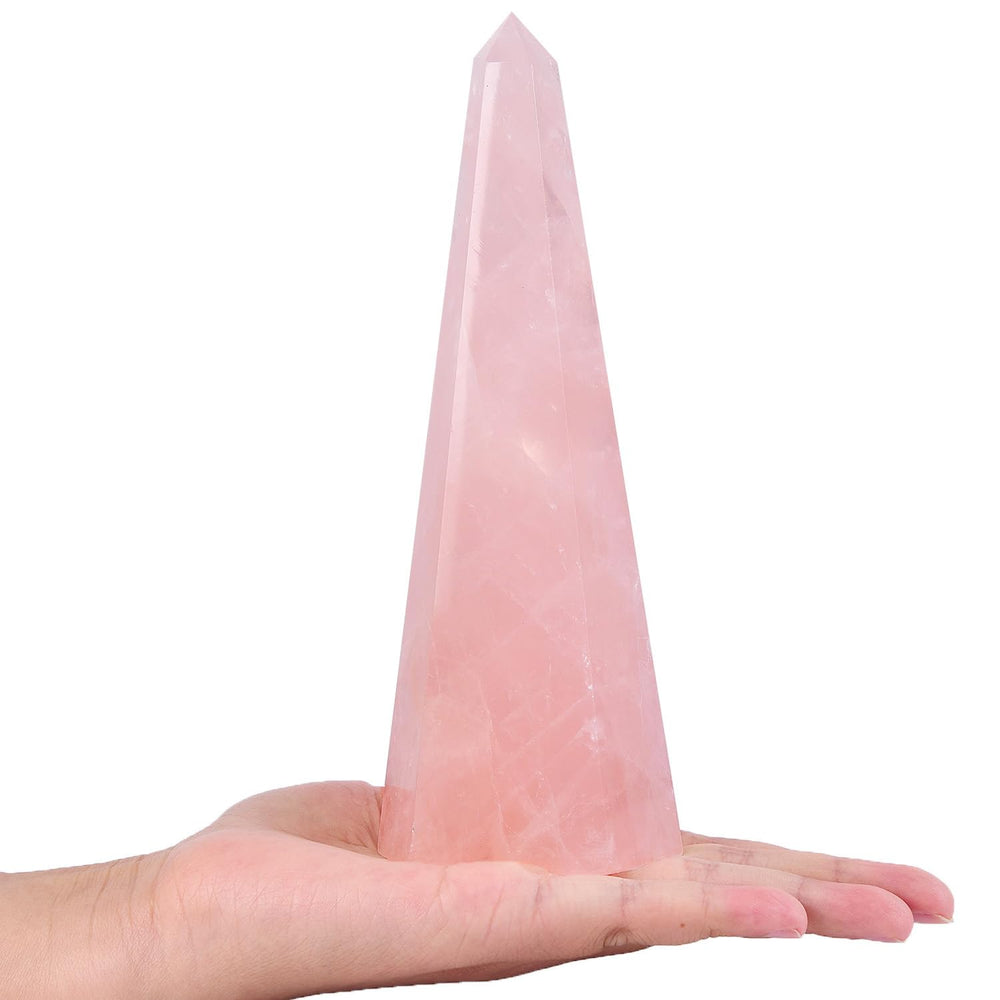 SMOHEAL Rose Quartz Tower front view for meditation spaces