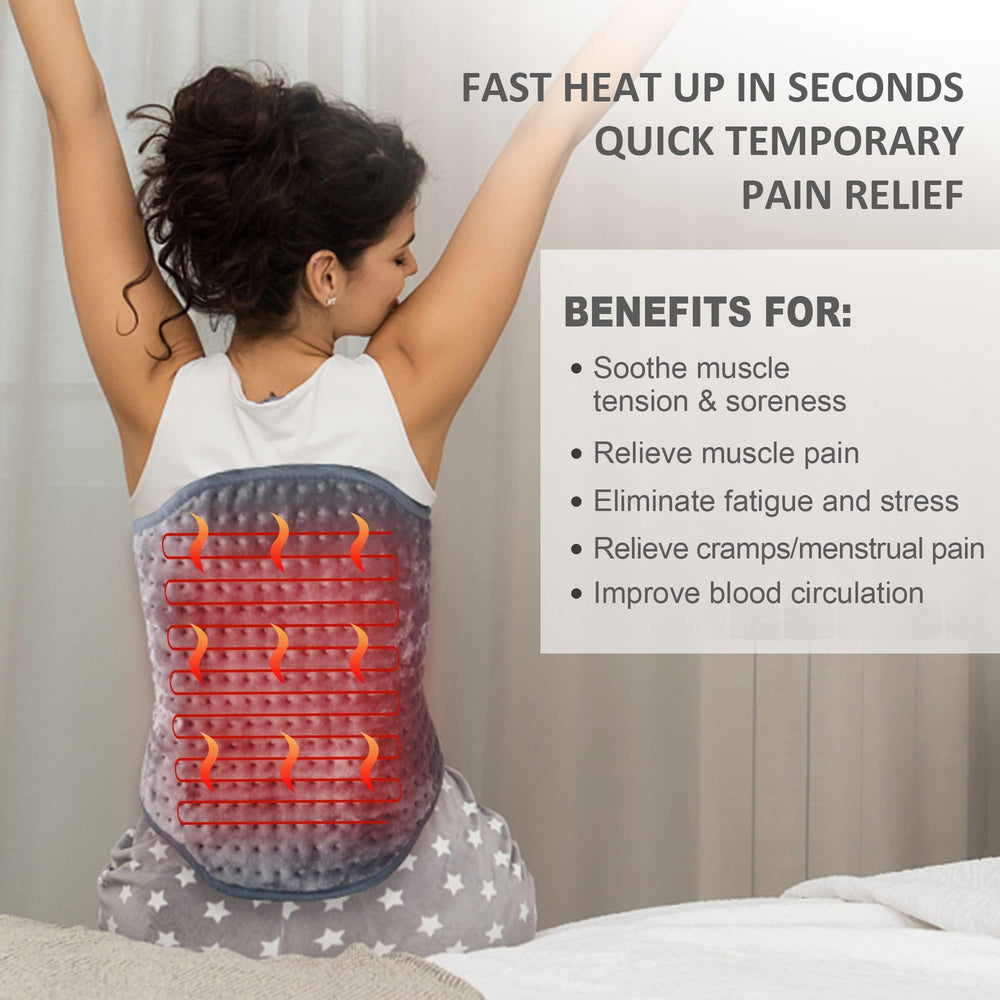 Snailax heating pad with adjustable belt for secure fit on different body sizes.