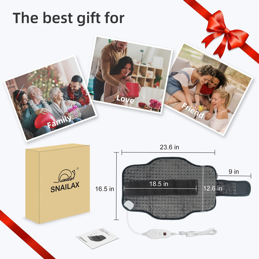 Snailax heating pad long cord enables use on bed, chair, or sofa.