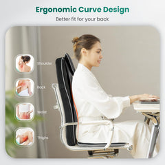 Snailax seat massager demonstrates adjustable vibration for hip and thigh massage.