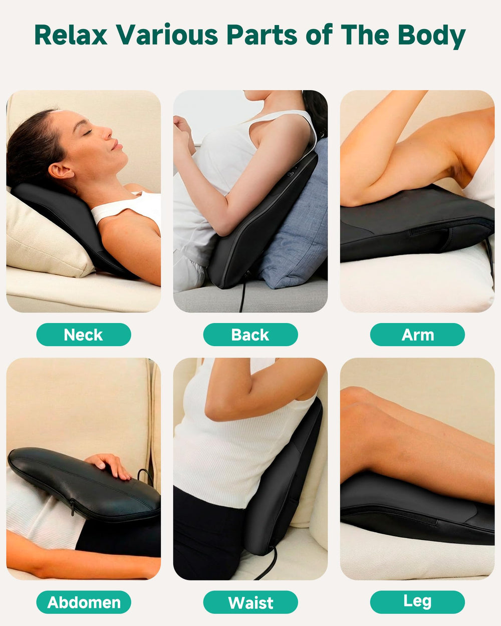 Snailax back massager in car demonstrates on-the-go comfort.