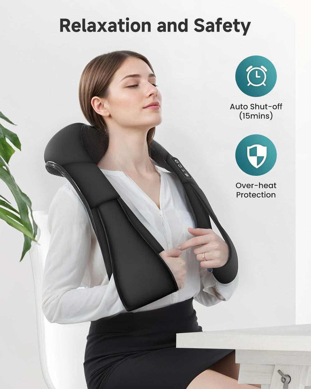 Snailax shoulder massage with heat feature for cozy warmth on shoulders.