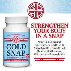 Snap Dynasty Cold Snap bottle front label for quick immune support