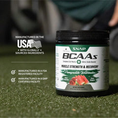 GMP-certified production badge on Snap Supplements packaging