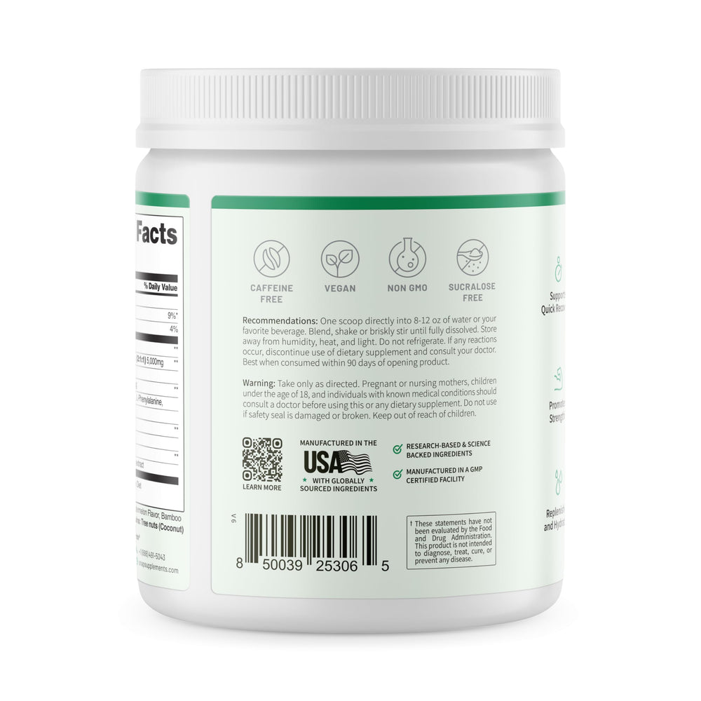 Plant-based vegan formula from Snap Supplements BCAA powder