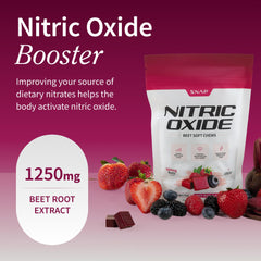 Close-up of Snap Supplements beet root chews with berry texture