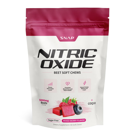 Snap Supplements Beet Root Soft Chews bottle showing convenient energy support
