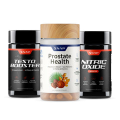 Snap Supplements Big Boy Bundle front label showing three targeted men's formulas for daily vitality