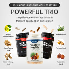 Snap Supplements Prostate Health capsules indicating urinary comfort and prostate support