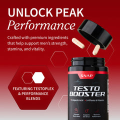 Snap Supplements Testo Booster capsules designed for natural energy and daily vitality