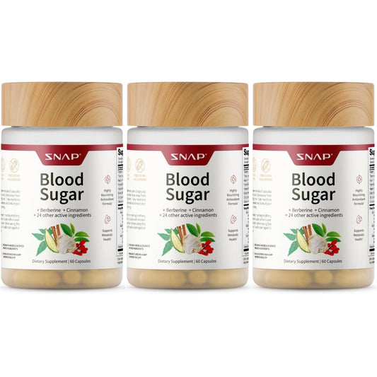 Snap Supplements Blood Sugar Blend bottle with capsules for daily metabolic support