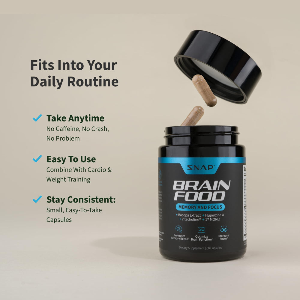 Snap Supplements Brain Booster during study session to boost concentration.