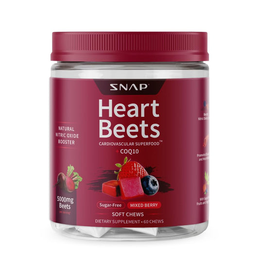 Snap Supplements Heart Beets packaging for cardiovascular support on the go
