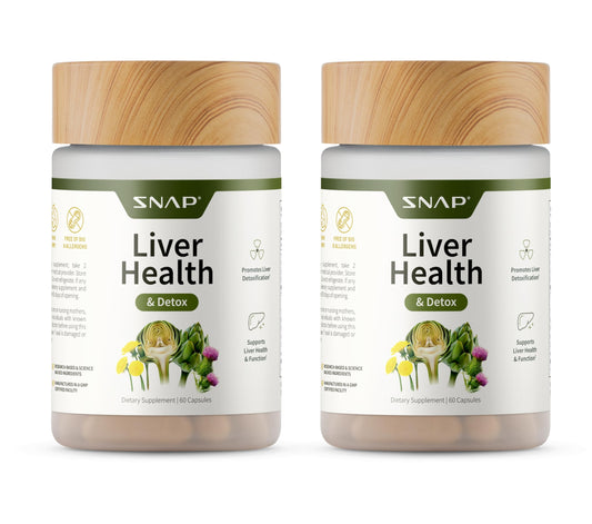 Snap Supplements Liver Health & Detox bottle front showing daily liver support and digestive wellness