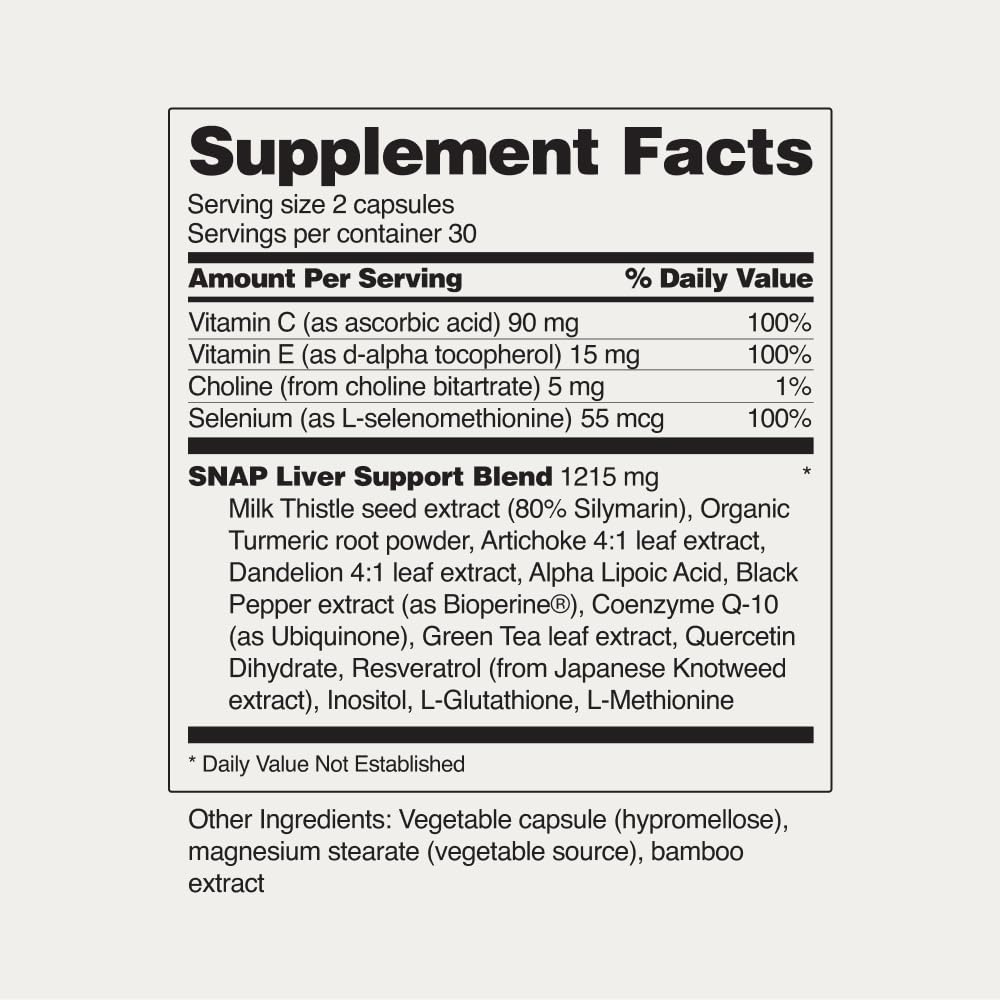 Bottle with glass of water implying on-the-go convenience for Snap Supplements Liver Health & Detox