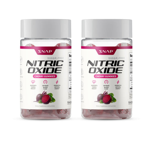 Snap Supplements Nitric Oxide Gummies bottle with beet root 300 mg for natural energy support