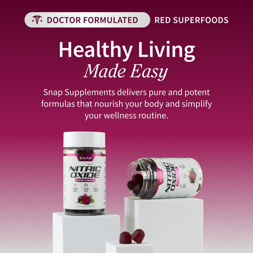 Cherry flavor Snap Supplements nitric oxide gummies bottle
