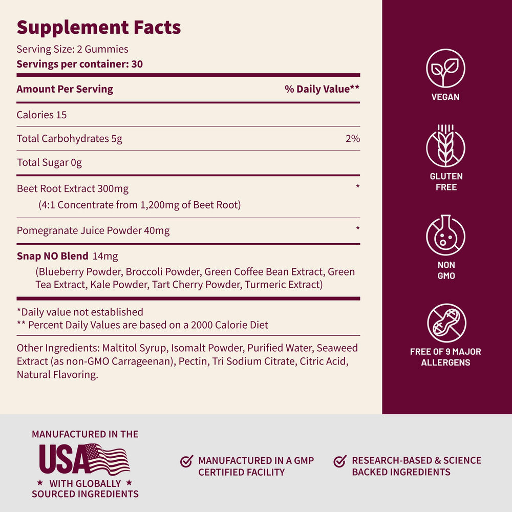 Ingredients panel showcases vegan, non-GMO, gluten-free attributes