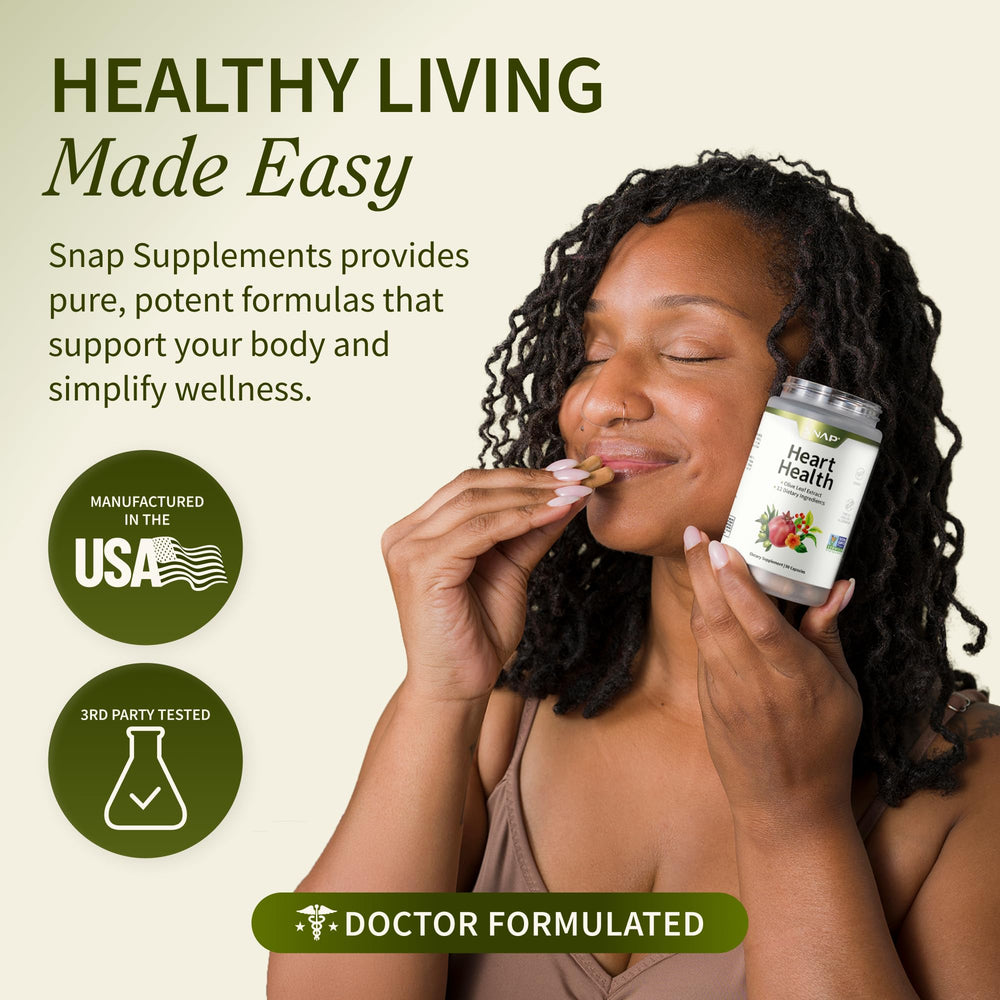 Olive leaf extract bottle from Snap Supplements with antioxidant-rich botanicals