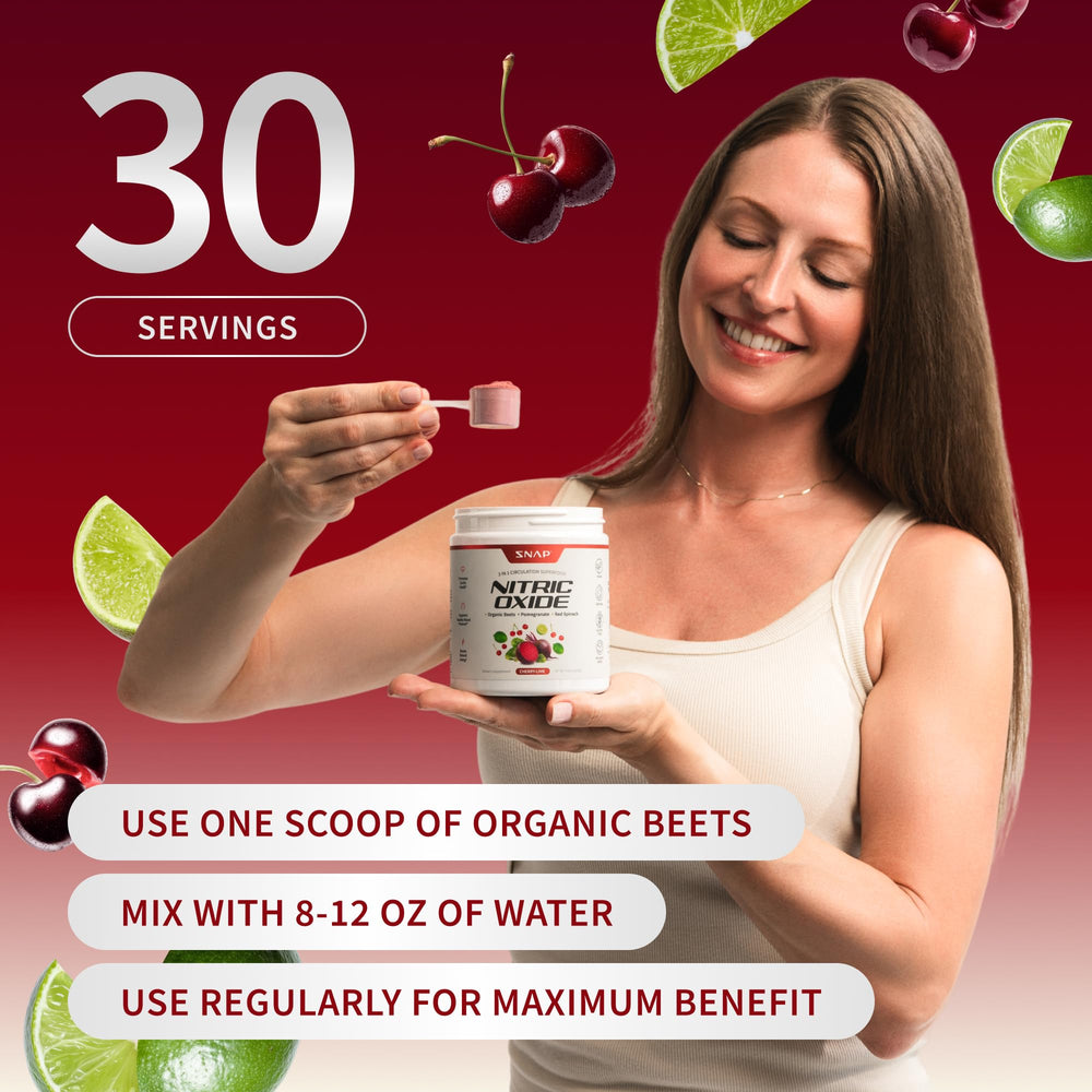 Snap Supplements Organic Beet Root Powder smoothie-ready for daily vitality.