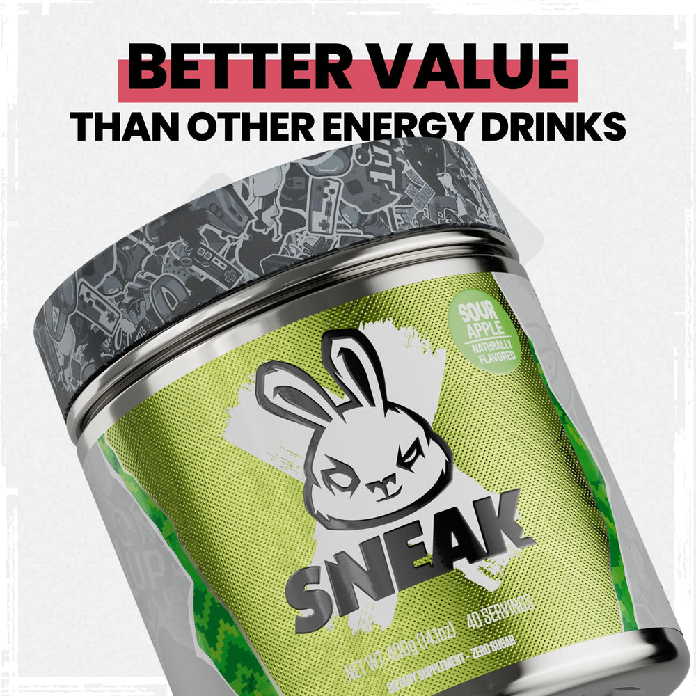 SNEAK Sour Apple powder dissolving in water for a refreshing energy boost