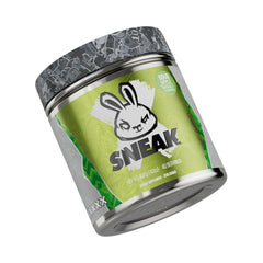 SNEAK Sour Apple powder tub front showing zero sugar and focus