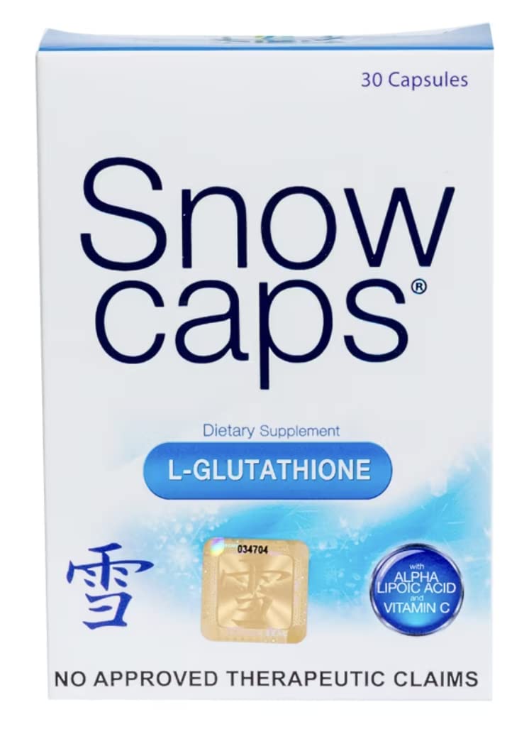 Snow Caps reduced glutathione capsules bottle for natural glow