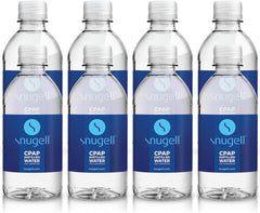 Snugell CPAP distilled water bottle 12oz, 8-pack, travel-ready for CPAP humidifiers.