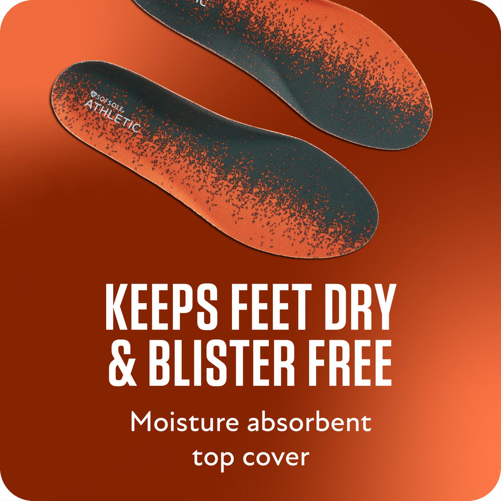 Moisture-wicking top layer keeps feet dry in Sof Sole insole