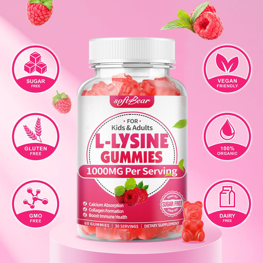SoftBear lysine gummies plant-based ingredients underscore non-GMO, gluten-free profile