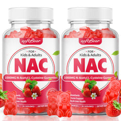 SoftBear NAC gummies bottle showing 1000mg serving for lung and liver support
