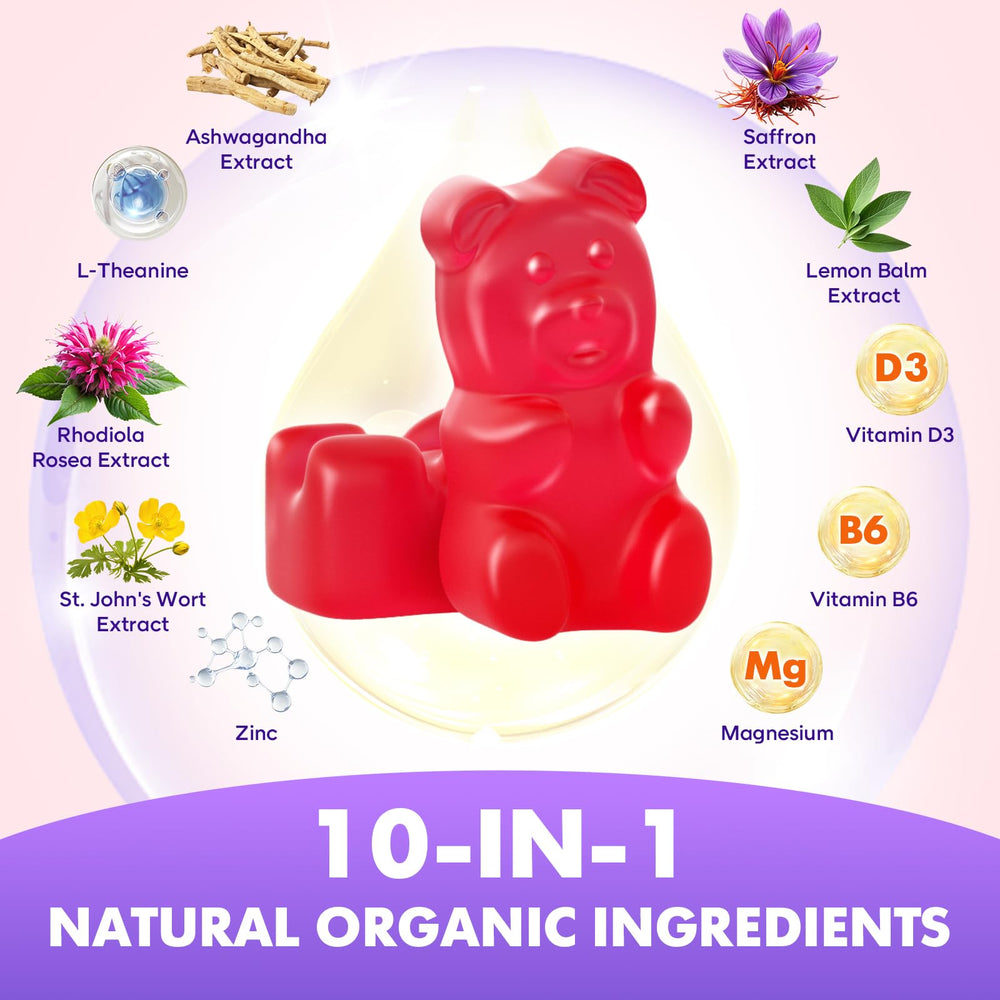 SoftBear saffron gummies bottle with 120-count pack on a clean surface