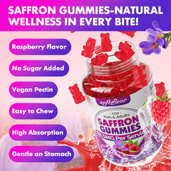 SoftBear saffron gummies kids-snack pack on kitchen counter for easy daily use.