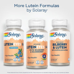 SOLARAY Advanced Lutein Eyes 24 mg lab tested seal indicating purity and potency