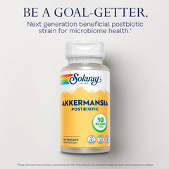 Solaray Akkermansia label close-up showing vegan and gluten-free attributes.