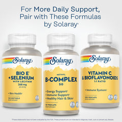 Graphic shows Solaray Vitamin E and selenium benefits in the blend.