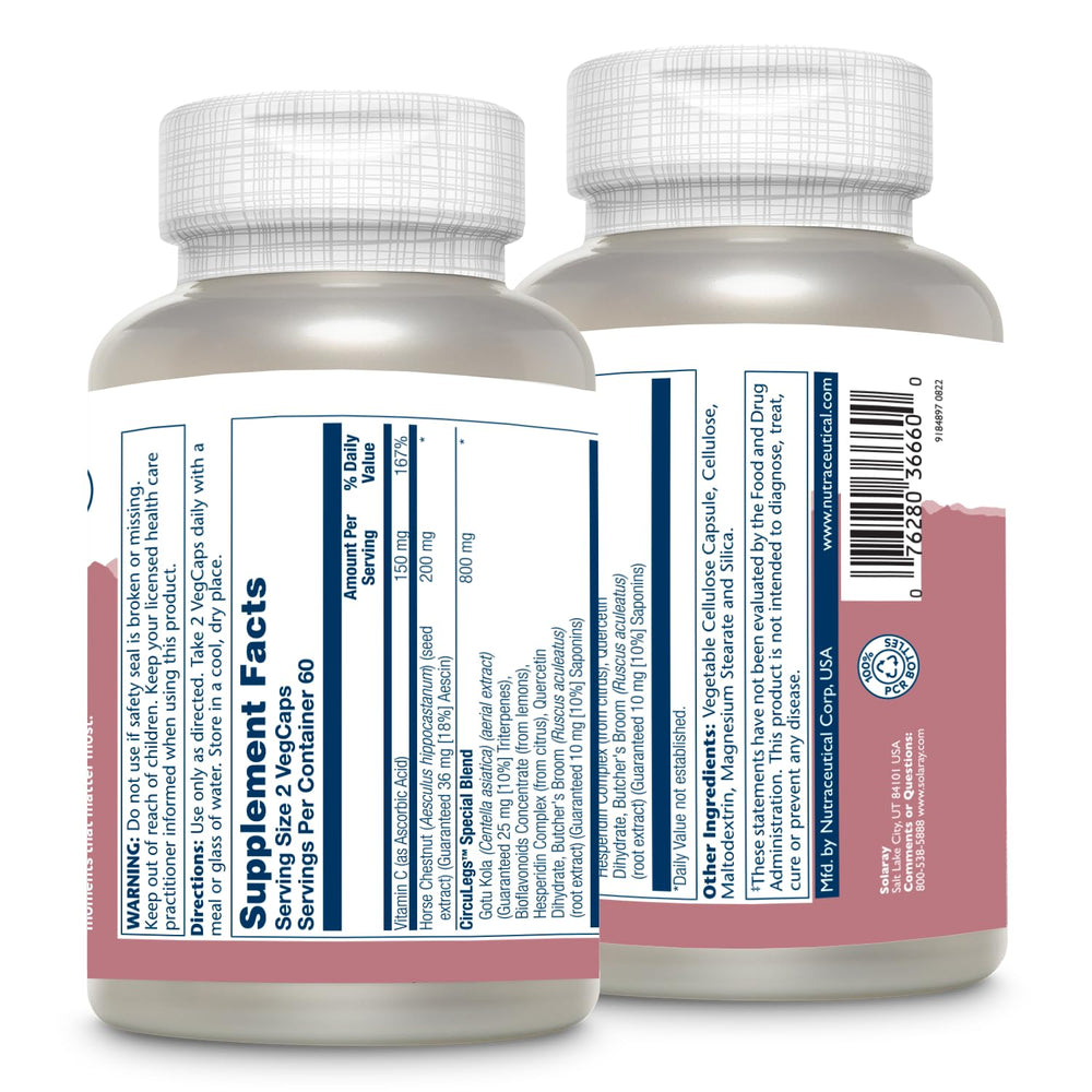 SOLARAY CircuLegs capsules with Gotu Kola for daily vascular wellness