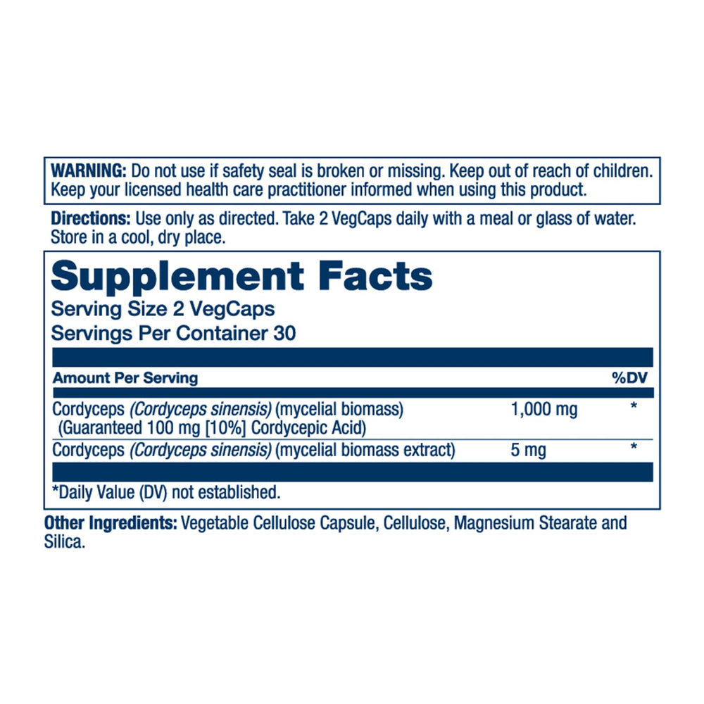 SOLARAY cordyceps capsules close-up highlights vegan, non-GMO quality.