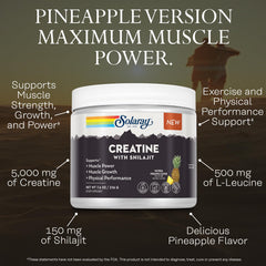 SOLARAY Creatine with Shilajit mixed drink emphasizes pineapple flavor and hydration potential.