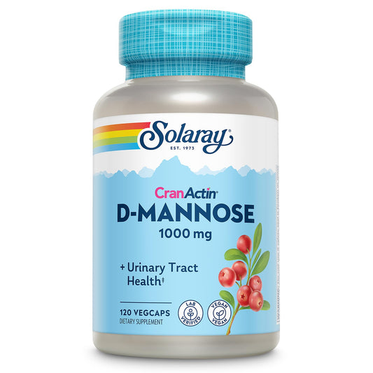 SOLARAY D-Mannose bottle pour promotes urinary tract wellness with CranActin