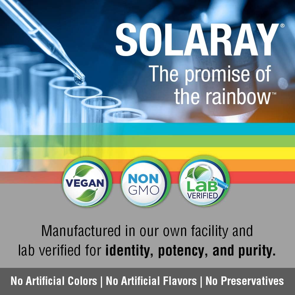 SOLARAY two-capsule serving with water demonstrates easy daily usage.